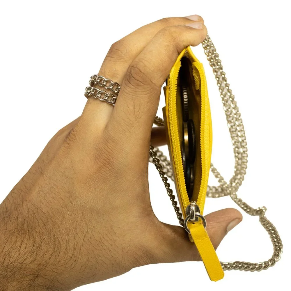 Premium Genuine Leather ID Lanyard Card Holder with Long Metal